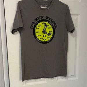 Under Armour Gray and Yellow 'Run O'Clock' Men's Tee